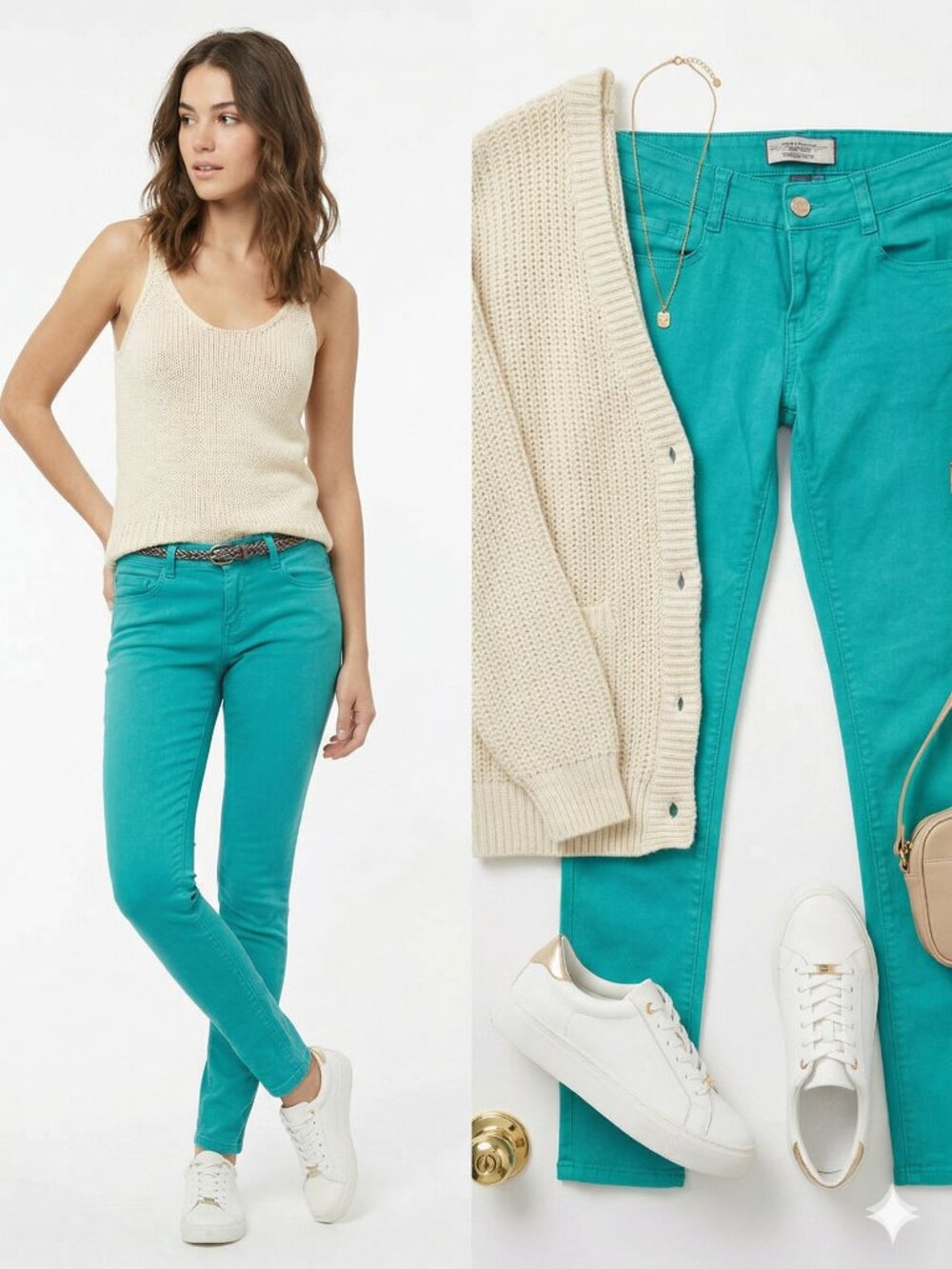 Iris Jeans Teal Skinny Pants - Size 3 Modern Vintage Turquoise Denim